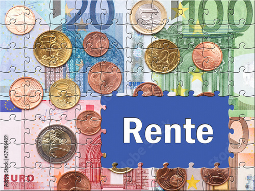 Puzzle mit Text Rente und Geld photo