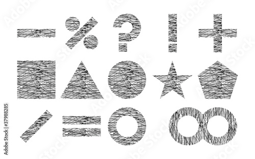 Grundformen symbol set , schraffiert