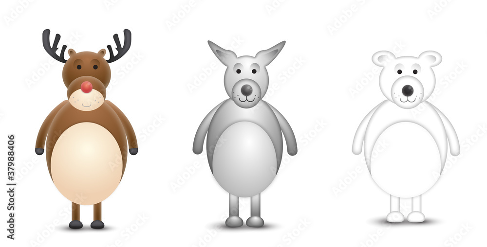 Naklejka premium funny cartoon animals on white