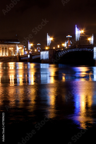 Vertical view of Palace Bridge in St. Petersburg  Russia