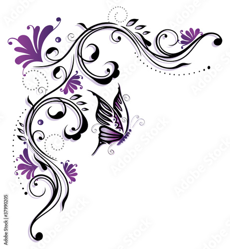 Ranke, flora, Blumen, Blüten, Schmetterling, lila, violett