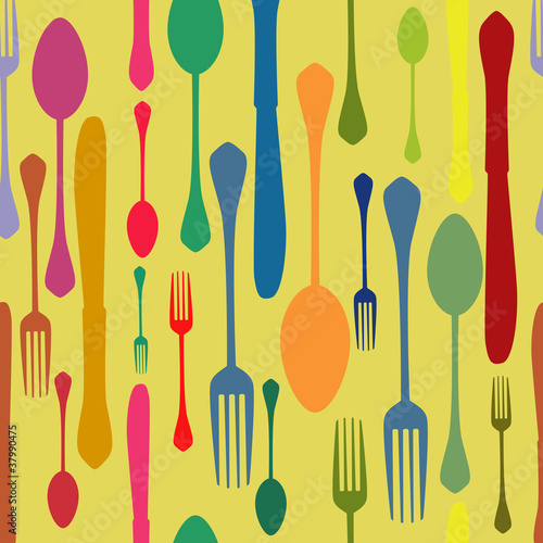knife, fork and spoon seamless pattern