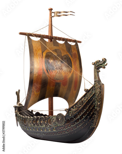 Antique Viking Ship isolated on white