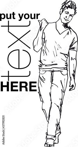 Sketch of fashion handsome man. Vector illustration