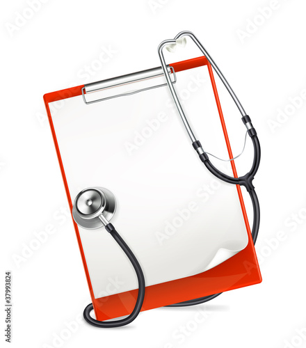 Clipboard with stethoscope