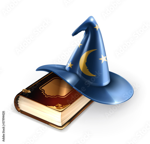 Wizard hat and old book