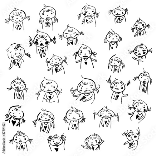 Little girl with different facial expression