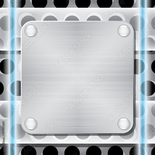 Textured metal plate with rivets.