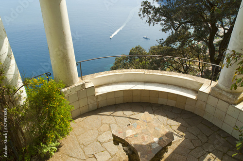 Beautiful terrace overlooking the bay of Naples in Capri Italy photo