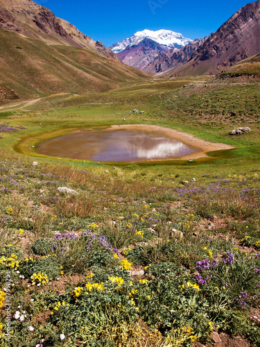 Nature landscape with Aconcagua in Argentina, South America photo