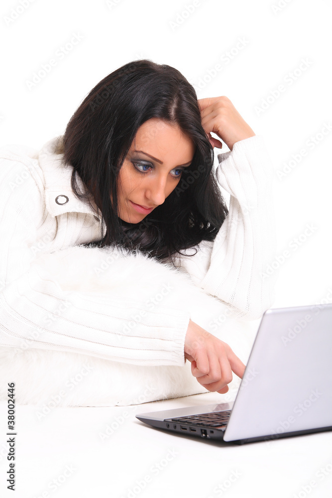 beautiful young girl with laptop beautiful young girl with laptop