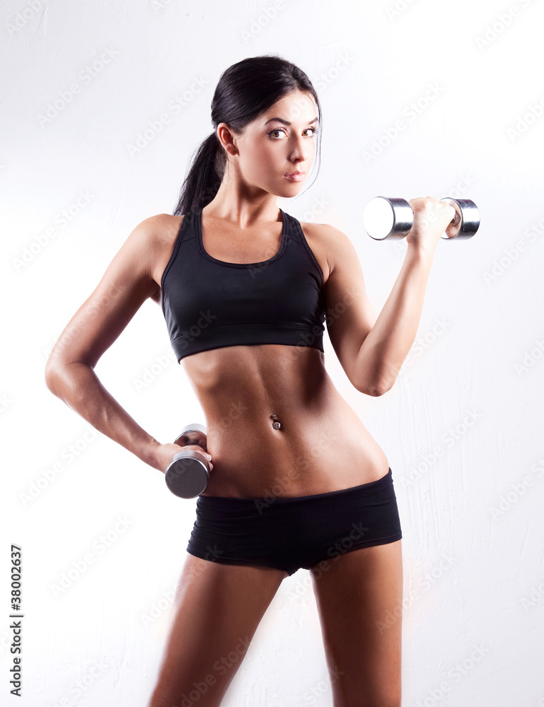 woman with dumbbells woman with dumbbells