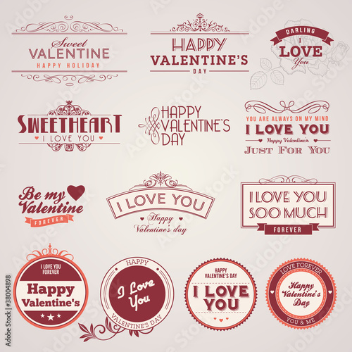 Set of vintage vector Valentine s day labels