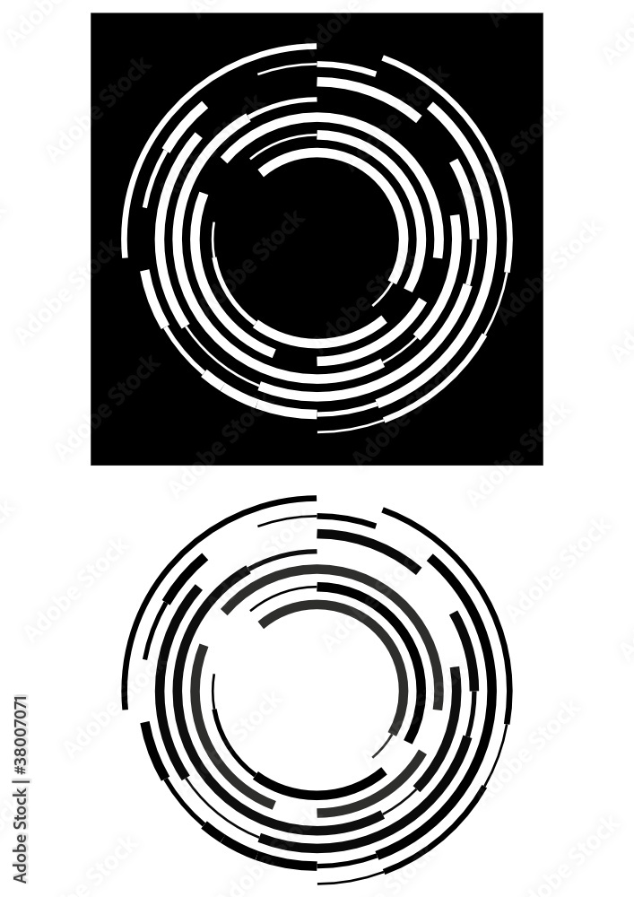 Abstract black and white broken circles Abstract black and white broken circles