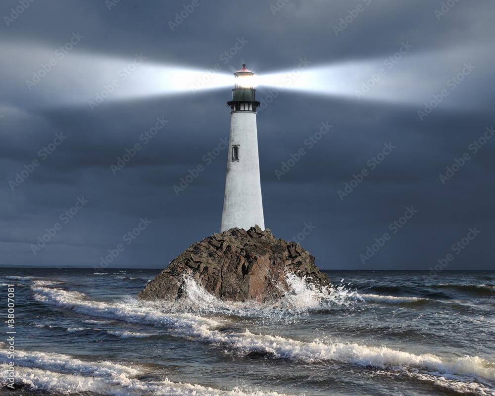 Lighthouse with a beam of light
