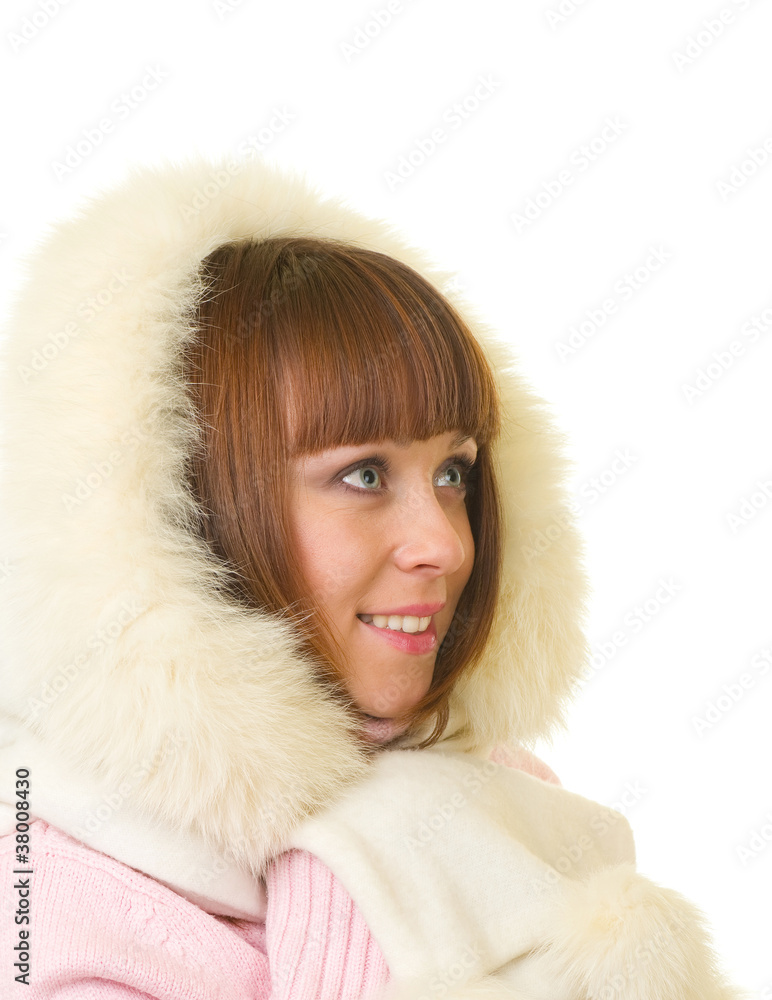 smiling girl in warm clothes smiling girl in warm clothes