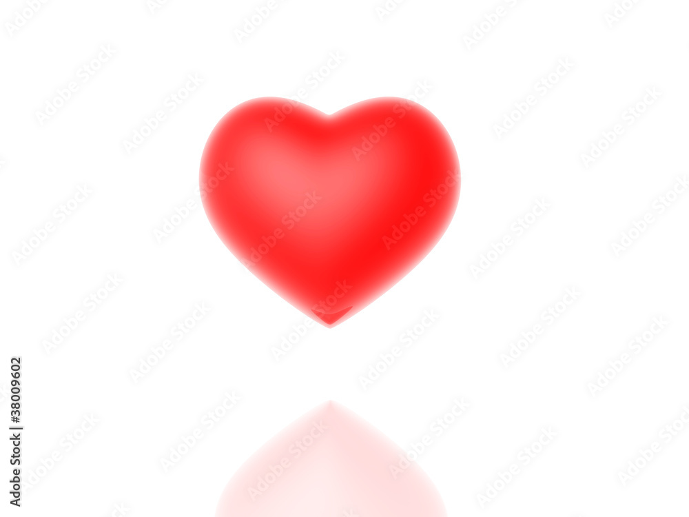 Red heart on a white background