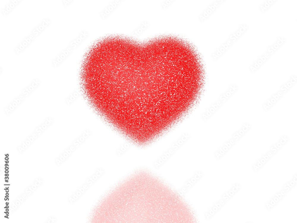 Red heart of the small pieces on  white a background