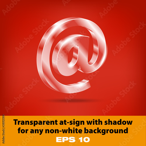 Transparent vector glass at-sign