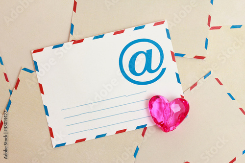 Valentine background from airmail e-mail paper and heart