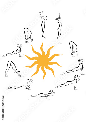 yoga sun salutation vector set