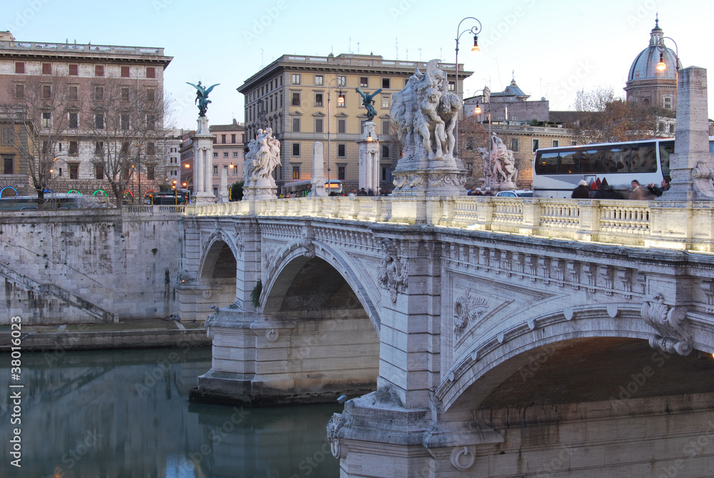 The bridges on the Tiber river in Rome