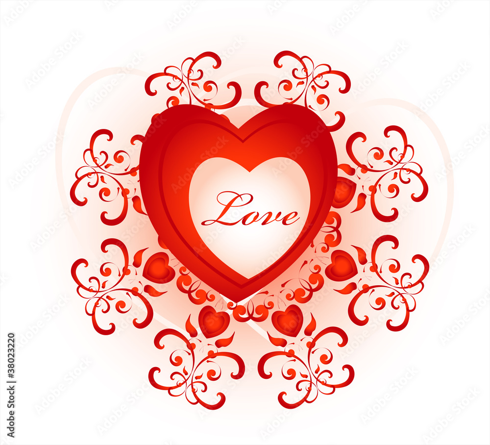 red heart with decorative pattern