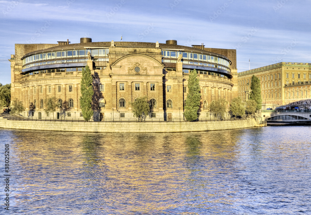 Swedish parliament building in stockholm.