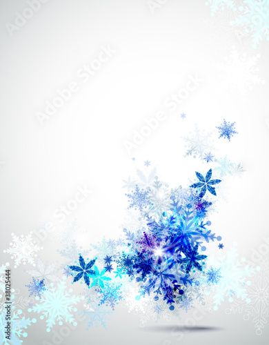 Fototapeta Naklejka Na Ścianę i Meble -  Christmas background with abstract winter snowflakes