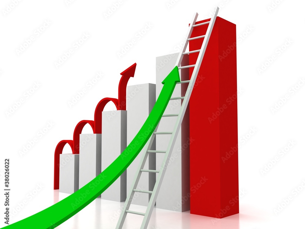 Success Business Graph With Arrows and Ladder Success Business Graph With Arrows and Ladder