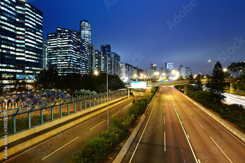 light trails in mega city highway