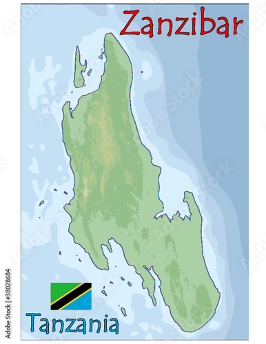 zanzibar africa tanzania map flag emblem