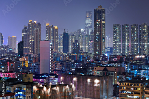building at night in Hong Kong © leungchopan
