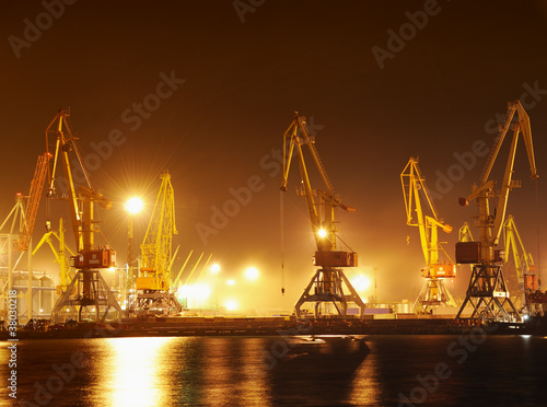 industrial port at night