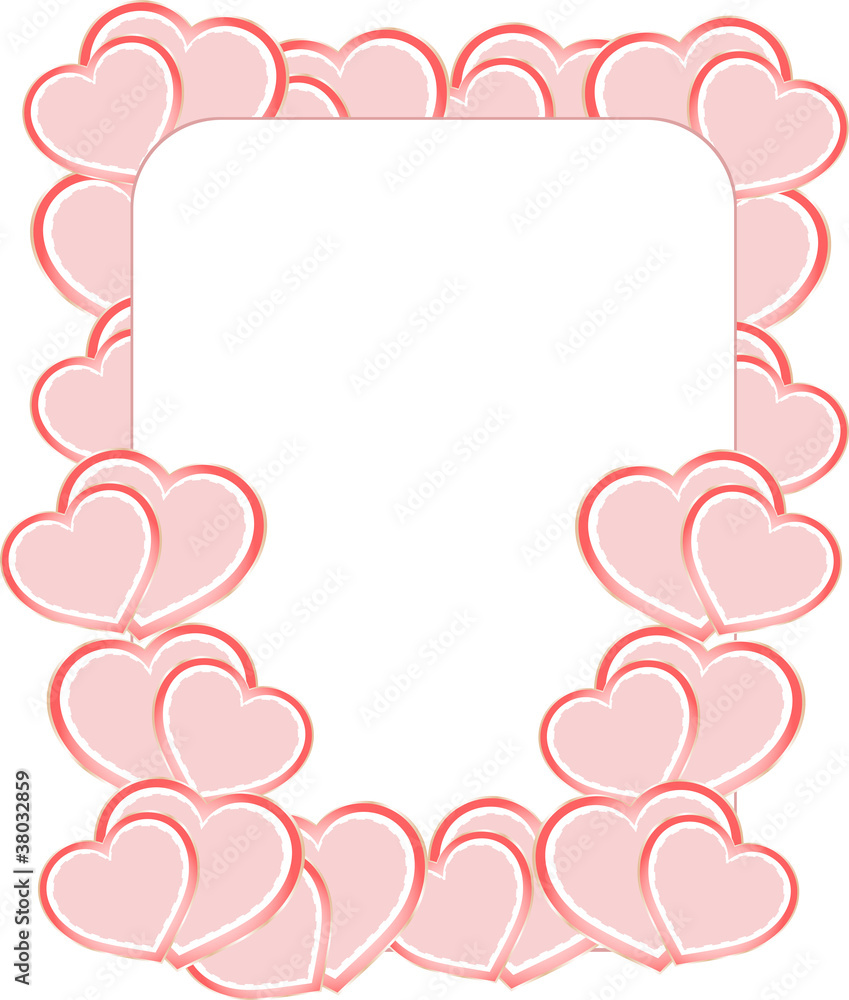 blank card on valentine confetti make of hearts