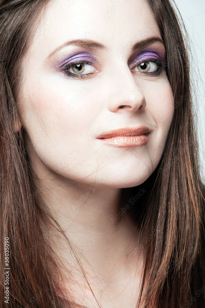 Beautiful fashion model with full make up. Beautiful fashion model with full make up.