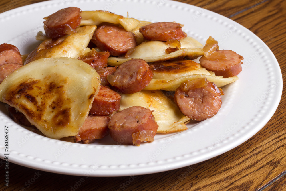 Polish Pierogi and Kielbasa Meal Polish Pierogi and Kielbasa Meal