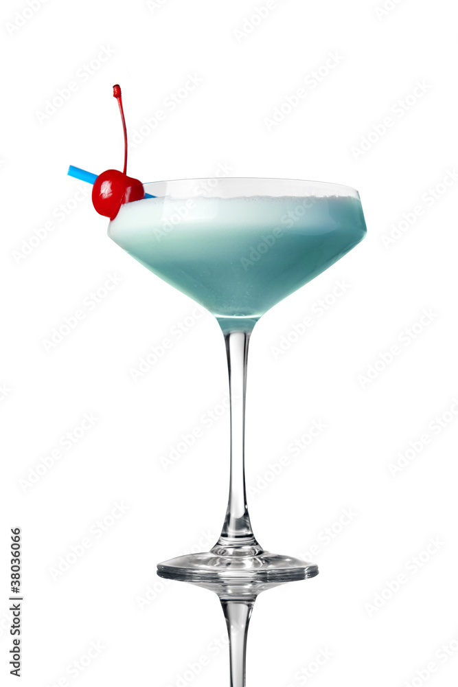 blue cocktail isolated on white blue cocktail isolated on white