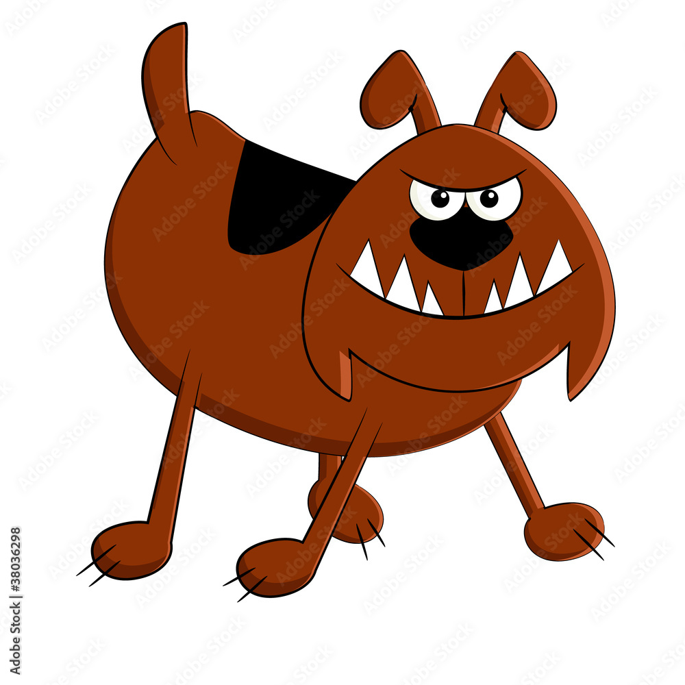 Cartoon illustration of funny brown angry dog Stock Vector | Adobe Stock