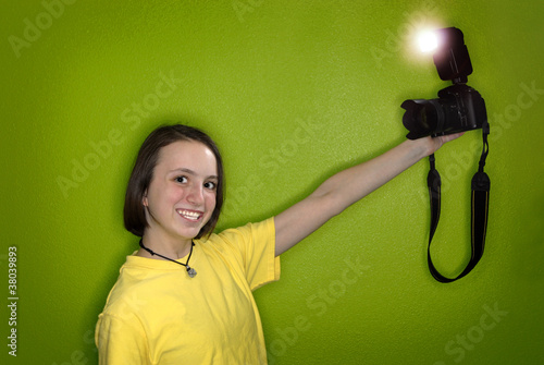 Obraz na plátně Girl Photographer Self Portrait