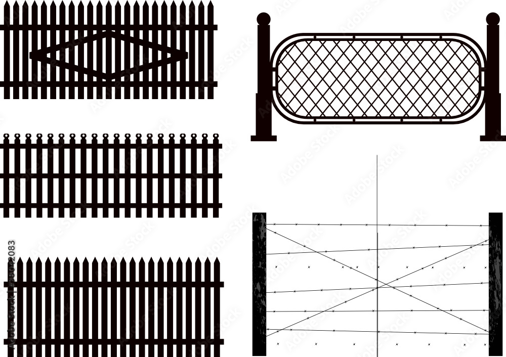 Set of silhouettes of fences. vector Set of silhouettes of fences. vector