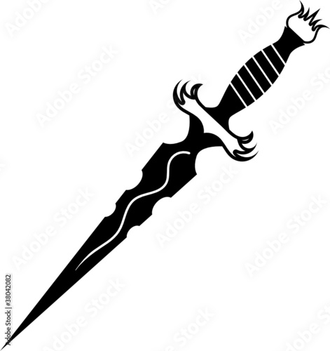 Vector illustration of a dagger tattoo