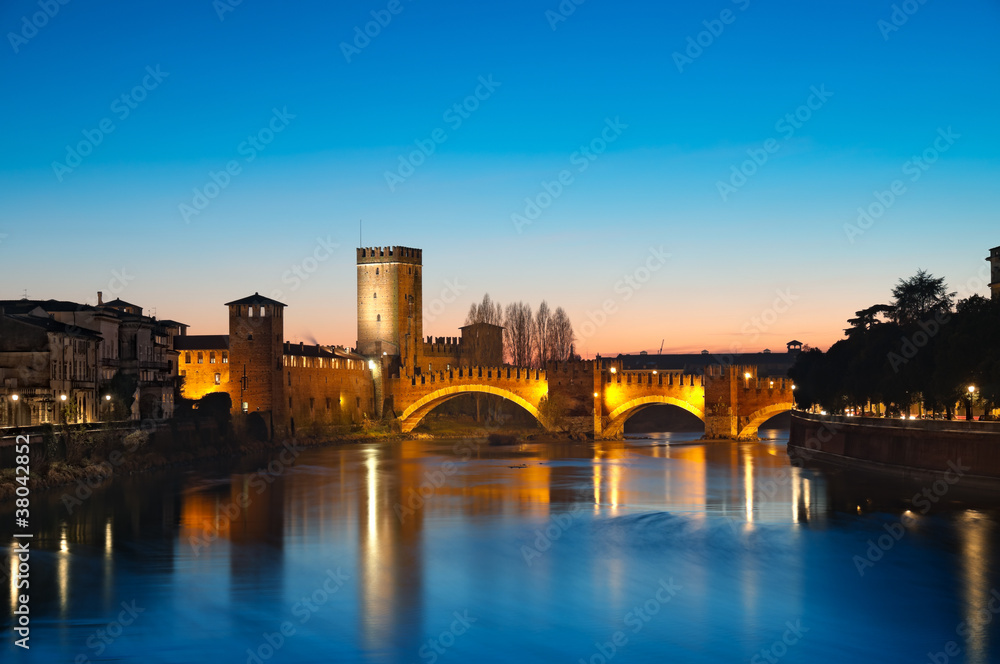 Castelvecchio at night. Verona - Italy