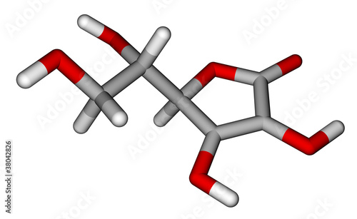 Ascorbic acid sticks molecular model