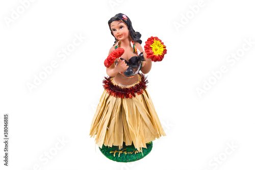 Dashboard hula wiggler doll isolated on white
