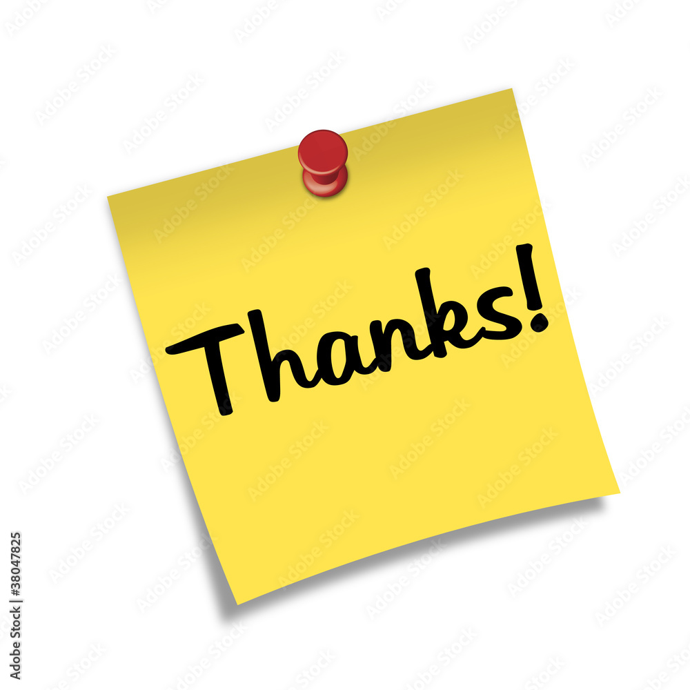 Post-it con chincheta texto Thanks! Post-it con chincheta texto Thanks!