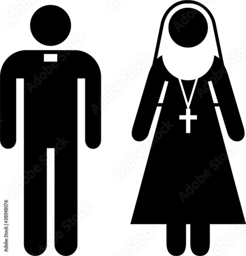 Pictogram of a priest and a nun