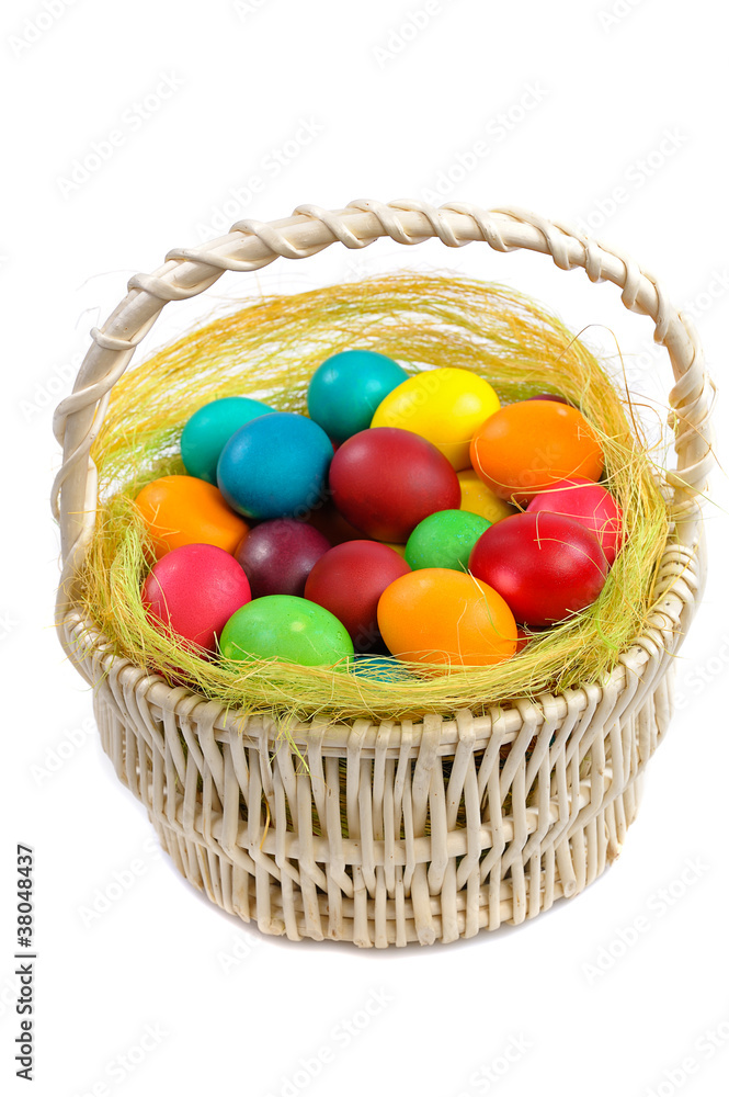 easter eggs in basket easter eggs in basket