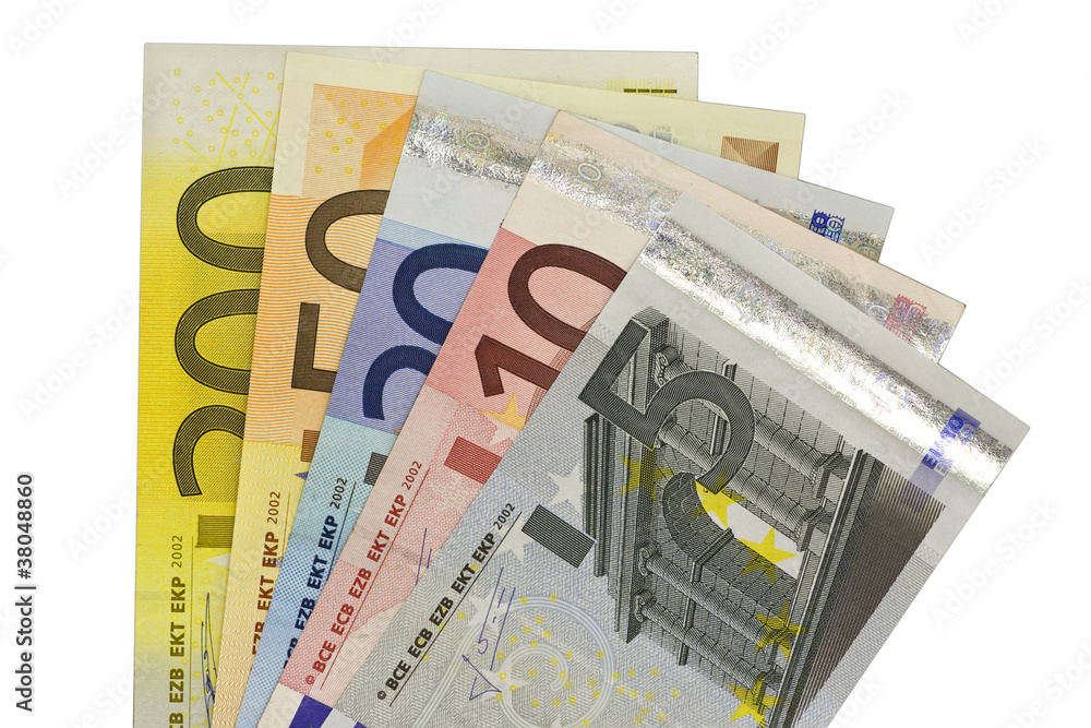 Euro Geldscheine Banknoten gefächert Euro Geldscheine Banknoten gefächert