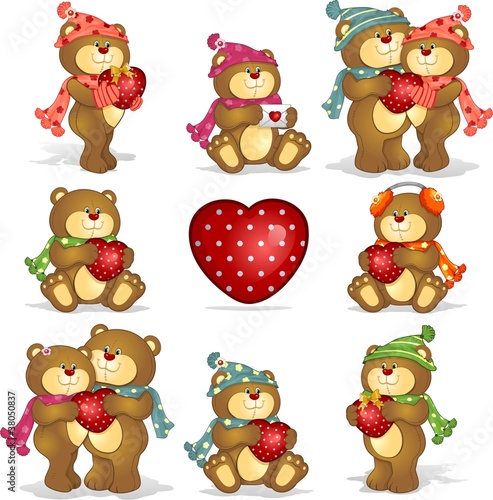 Set- teddy bears heart